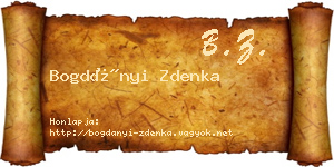 Bogdányi Zdenka névjegykártya